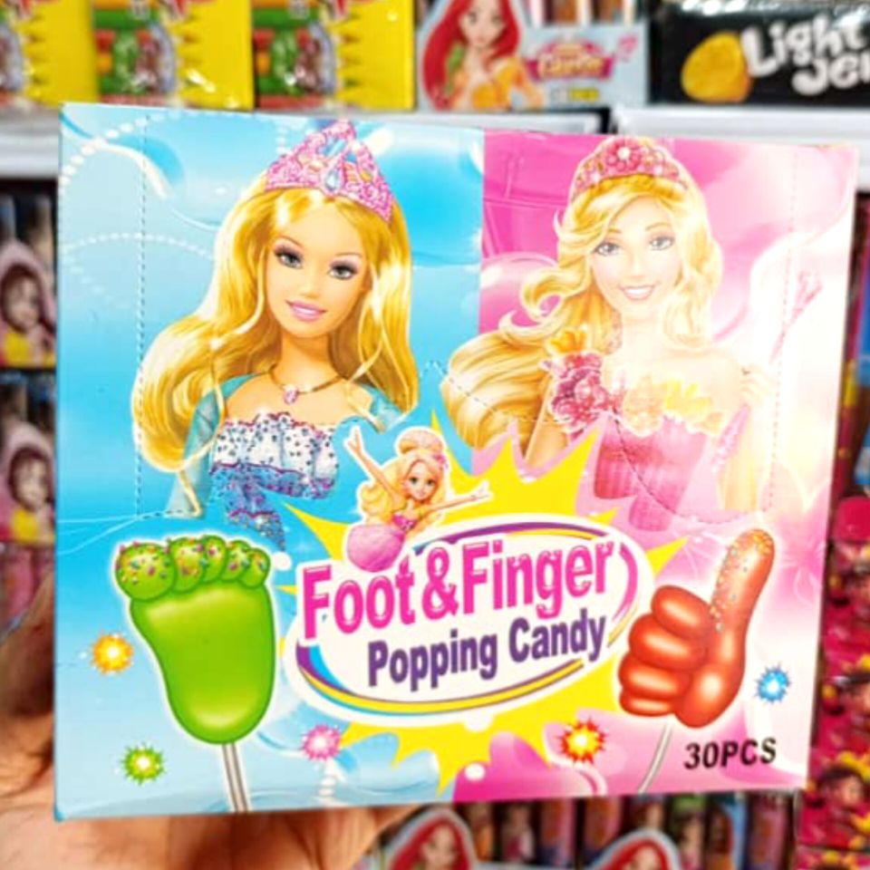آبنبات چوبی جرقه ای انگشت و پا باربی باکس ۳۰ عددی barbie